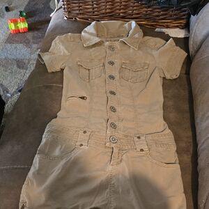 Y2k Guess Beige Floral Accent Dress